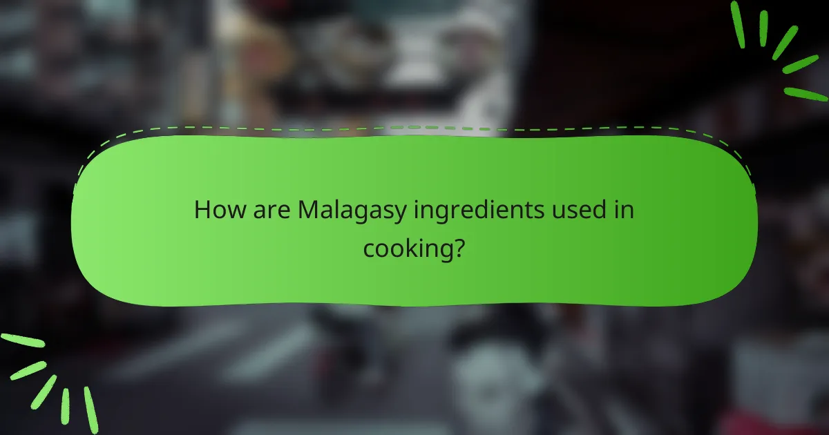 How are Malagasy ingredients used in cooking?