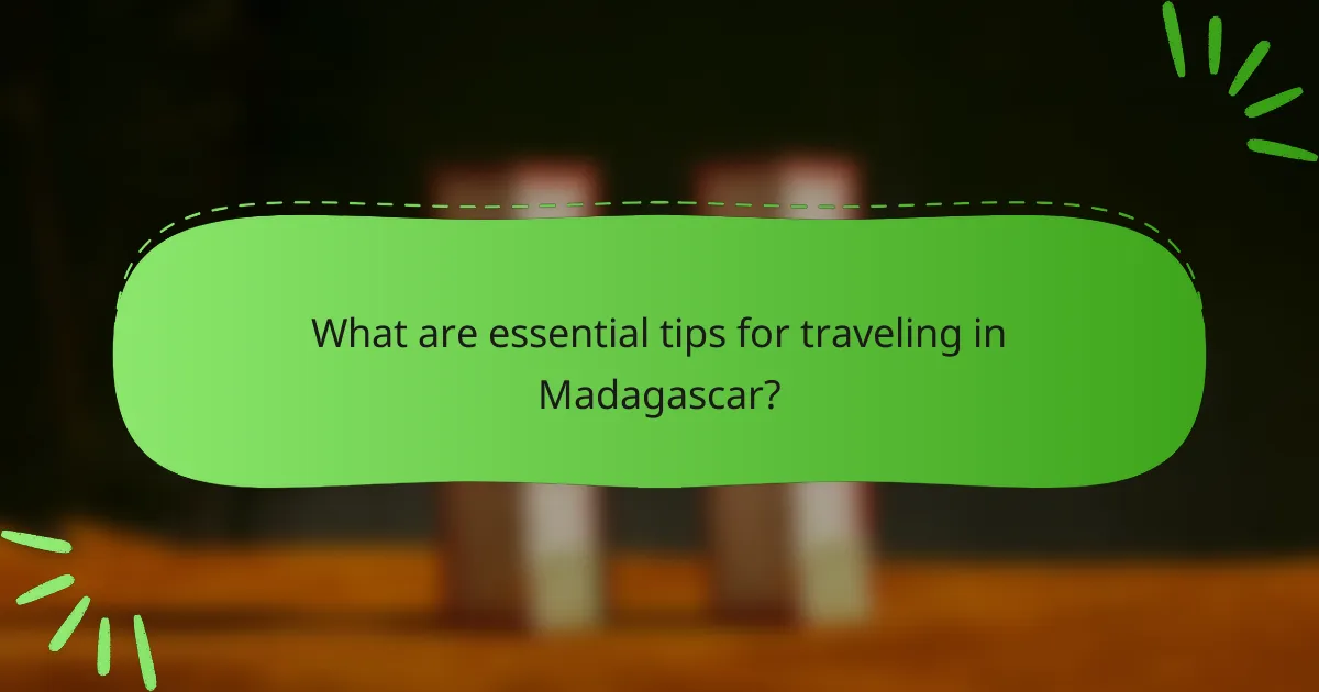 What are essential tips for traveling in Madagascar?