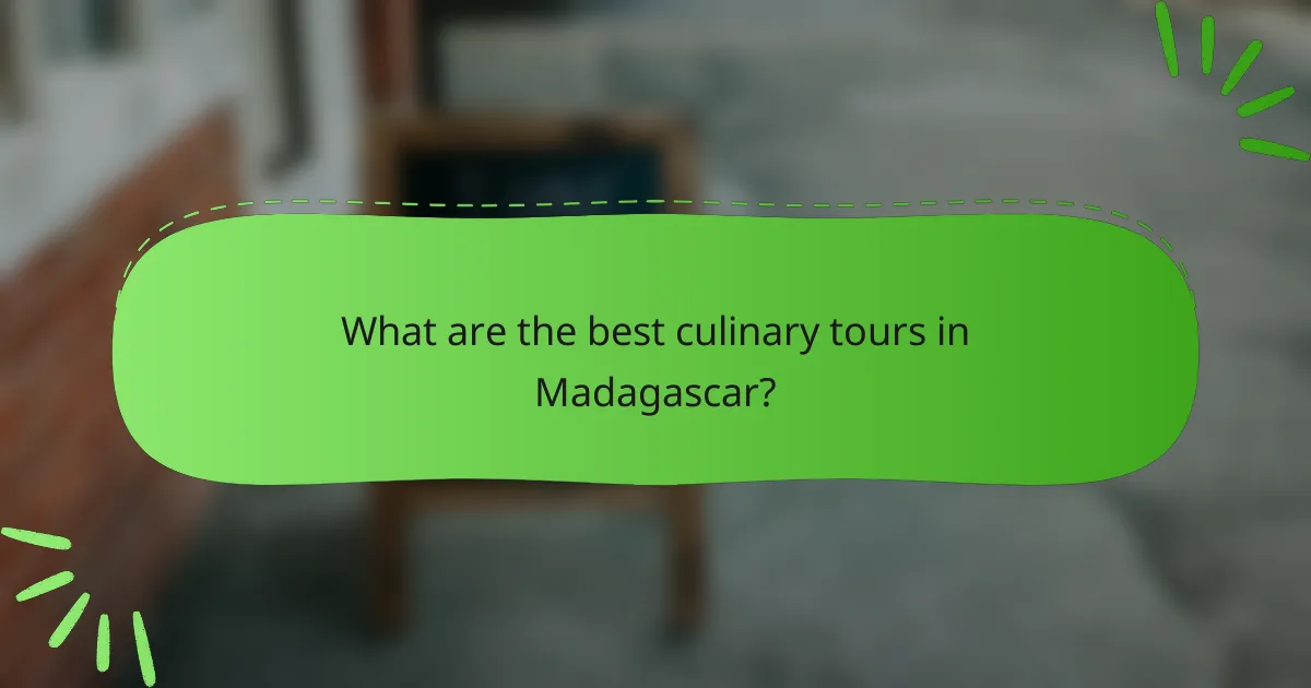 What are the best culinary tours in Madagascar?