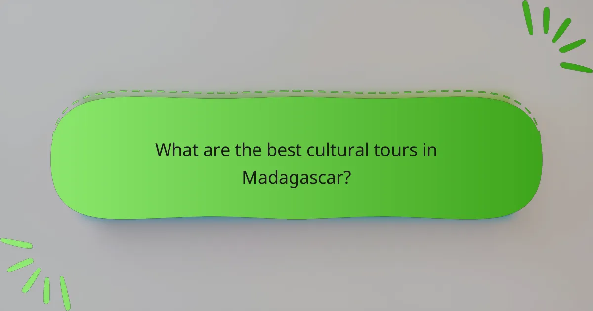 What are the best cultural tours in Madagascar?