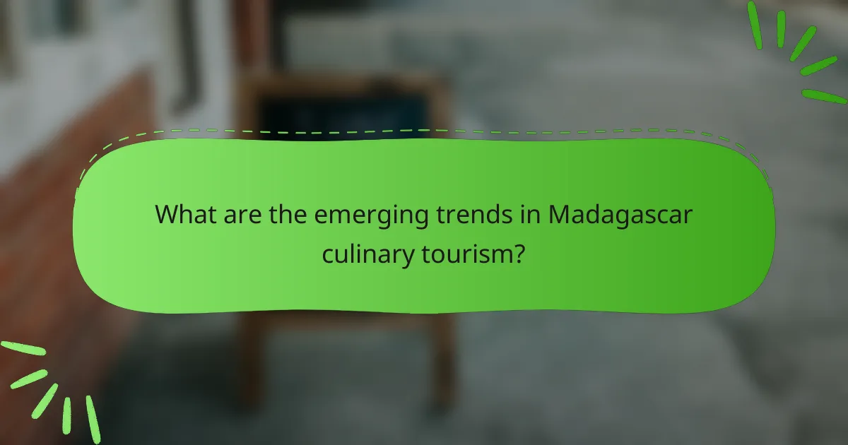 What are the emerging trends in Madagascar culinary tourism?